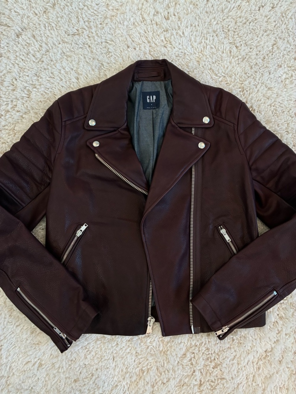 GAP Women's Leather Burgundy Jacket